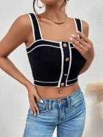 SweatyRocks Women's Sleeveless Ribbed Knit Spaghetti Strap Crop Cami Tank Top - Image 5